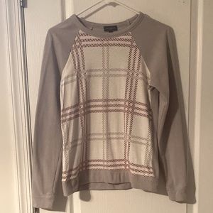 Plaid baseball sweatshirt with gray sleeves and gray back